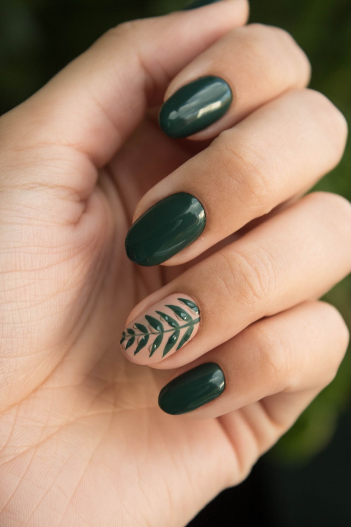 Botanical nail art detail at Ruby's Nail Salon